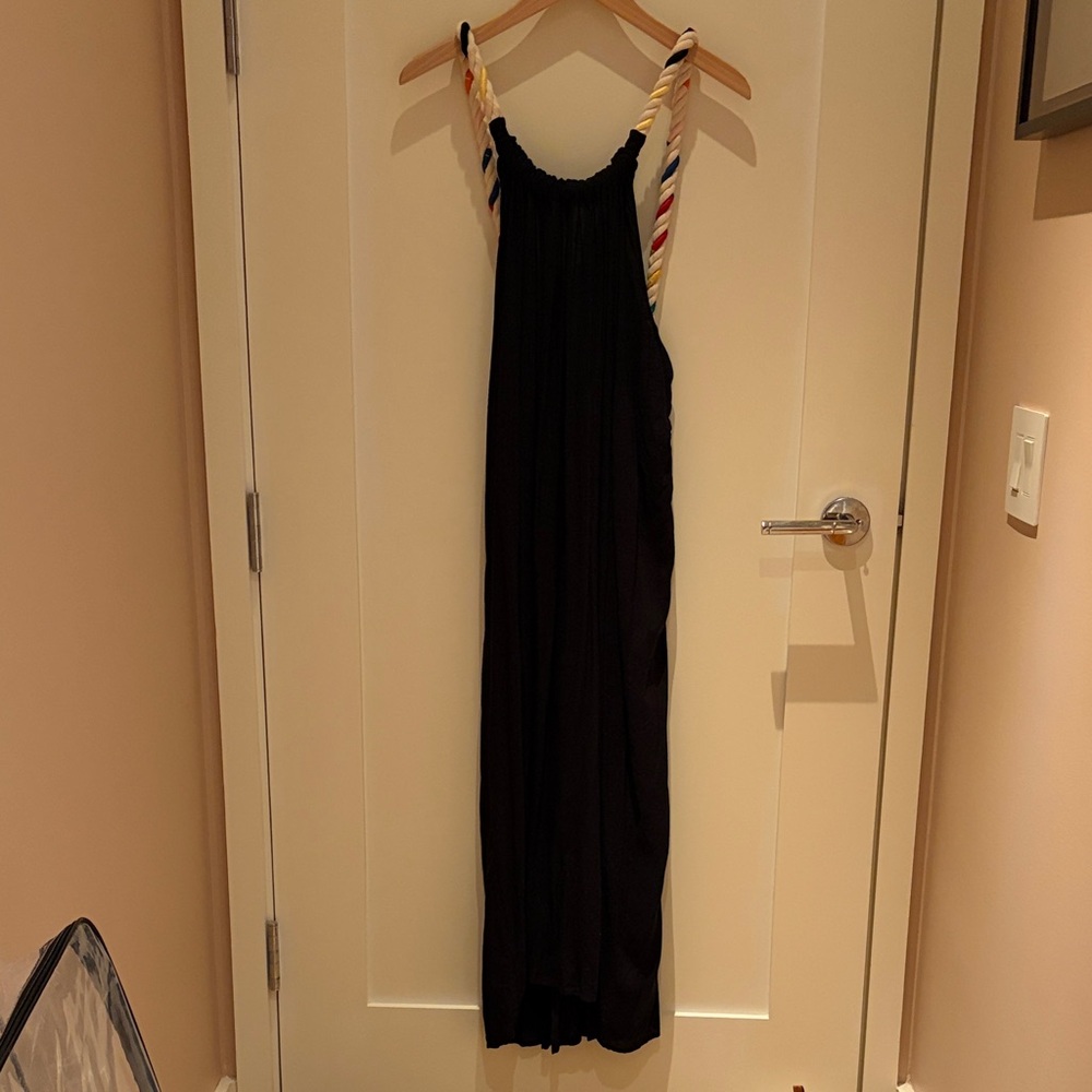 NWT Chic Black Maxi Dress with Vibrant Straps